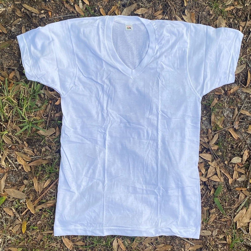 Vintage Fruit Of The Loom V-Neck Under Shirt XL White Single Stitch